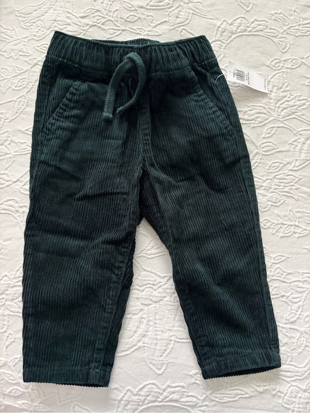 Kids Corduroy Drawstring Pants - Dark Green blue old navy 12-18m new